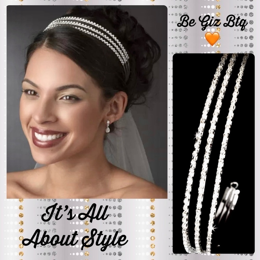 Glamorous & Elegant Night Out-Wedding Triple Row Rhinestones Stunning Headband